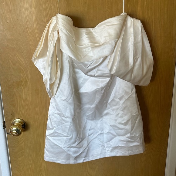 Petal & Pup Nisha Off the Shoulder Satin Mini Dress - Picture 2 of 5